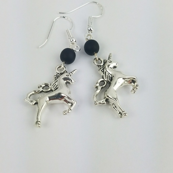 Matte Black Unicorn Earrings - Picture 4 of 4
